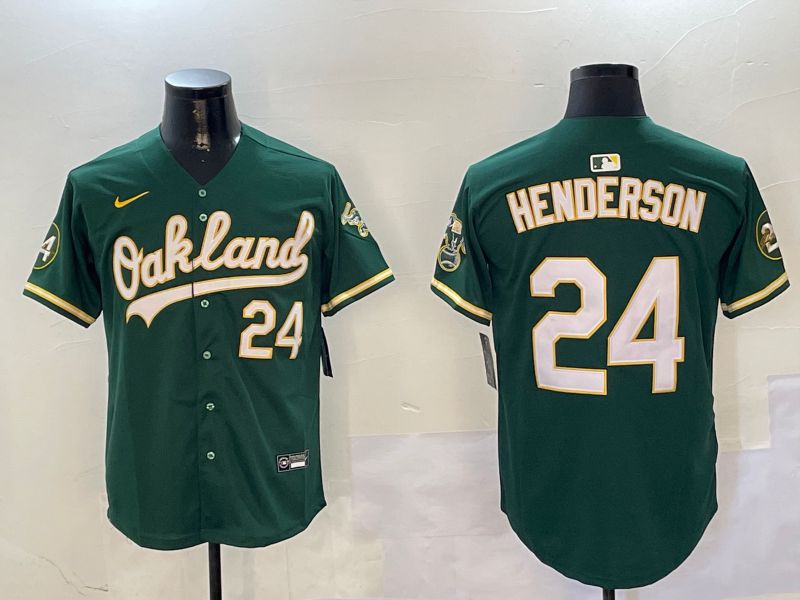 Men Oakland Athletics #24 Henderson Green Game Nike 2025 MLB Jersey style 1